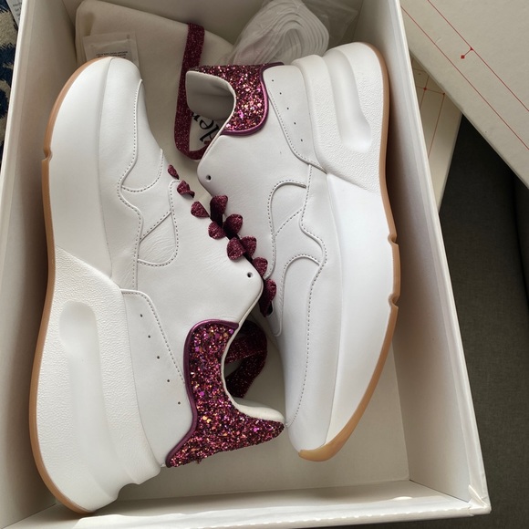 Alexander McQueen oversize sneaker white pink galaxy glitter 40/10 NWT - Picture 8 of 12